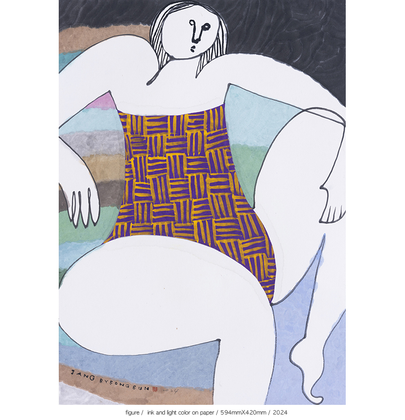 Jang Byeong Eun · Eastbrush · 张炳彥 · figure · ink_and_light_color_on_paper · 594mm_x_420mm · 2024